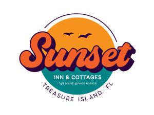 圣徒皮特海滩Sunset Inn and Cottages的夏季旅馆和小衣的标志