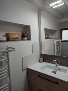 奥尔沃L'Absolu的一间带水槽和镜子的浴室