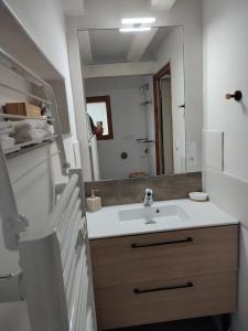 奥尔沃L'Absolu的一间带水槽和镜子的浴室