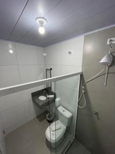 佩尼亚Do Parque Pousada Comfort的一间带卫生间和水槽的浴室