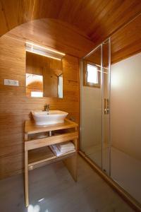 阿尔内斯埃尔斯珀茨露营酒店的一间带水槽和淋浴的浴室
