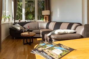 格奥尔根塔尔Traum-Ferienwohnungen Georgenthal的客厅配有沙发和桌子