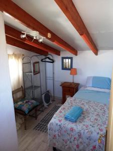 卡塔赫纳Tara Casa Rural的一间卧室配有一张床和一把椅子