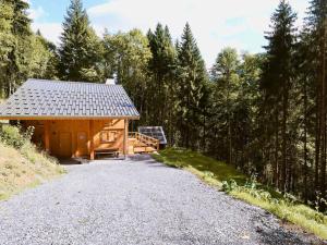 萨莫安斯Chalet Samoëns, 4 pièces, 6 personnes - FR-1-624-5的树林中的一个小屋,有一条碎石路