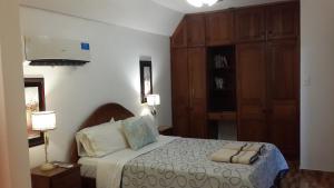 伊瓜苏港Casa Folks的一间卧室配有一张带两个枕头的床