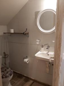 凯拉泰阿MOTEL KATERINA的一间带水槽、镜子和卫生间的浴室