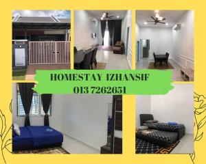 Bandar PenawarHomestay Muslim D Permata Izhansif的客厅和房子照片的拼合物