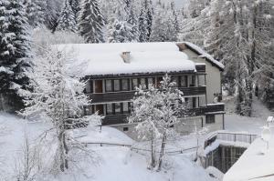 佛加里达米提洛罗索公寓的一座房子被雪覆盖着树木