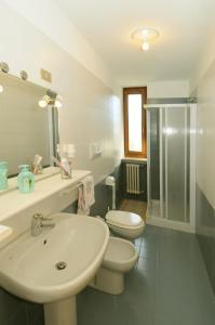 CrovianaCasa Anselmi的一间带水槽、卫生间和淋浴的浴室