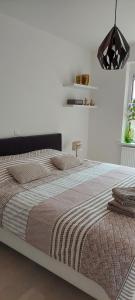 奥斯坦德Vakantie-appartement La Régence @ Oostende的一间卧室,卧室内配有一张大床