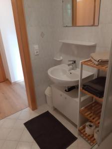 维尔芬翁维尔哈勒公寓的白色的浴室设有水槽和镜子