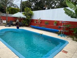 Les CocosVyvyRUN974的院子里的大型蓝色游泳池