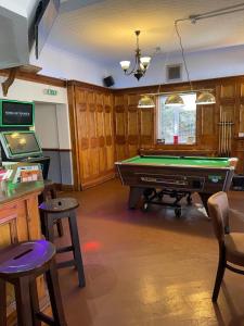HenwickThe Swan Inn的客厅配有台球桌和电视