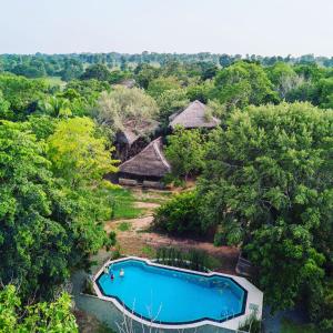 蒂瑟默哈拉默The Saraii Tree Lodge的享有带游泳池的度假村的空中景致