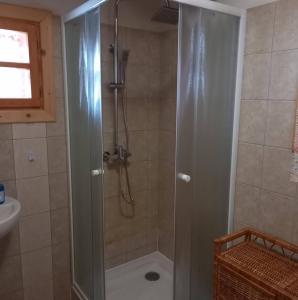 HruštínChata U Juraja的浴室里设有玻璃门淋浴