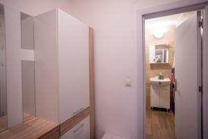 索非亚Karastoyanovi's apartment 2的一间带卫生间、水槽和镜子的浴室