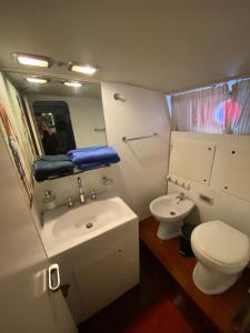 Taʼ XbiexJohnny M Yacht的一间带水槽、卫生间和镜子的浴室