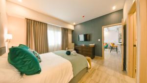 圣多明各Fully Serviced Apartment at Regatta Living II - 6C的酒店客房设有床和客厅。