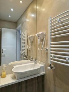 克鲁舍瓦茨PRONTO apartman & PRONTO studios的一间带水槽和镜子的浴室