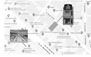 邦热苏斯-达拉帕Center Prime Hotel的城市地图,有公共汽车站