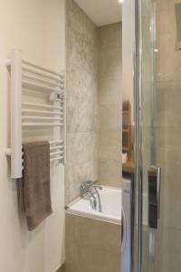 索恩河畔自由城Le Fonctionnel - TravelHome的浴室配有水槽和淋浴。