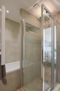 索恩河畔自由城Le Fonctionnel - TravelHome的浴室里设有玻璃门淋浴