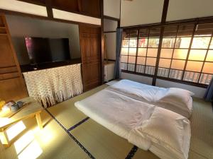 南庄乡南庄東村宿舍Nanzhuang Dongchon Homestay的一间卧室配有一张床和一台平面电视