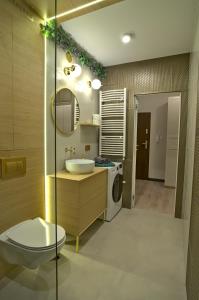 比亚瓦波德拉斯卡Apartament Witold的一间带水槽和洗衣机的浴室