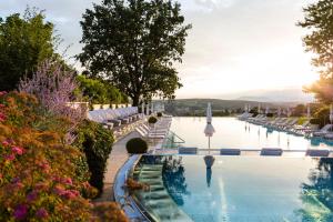 巴德瓦尔特斯多夫德斯特勒霍夫Spa酒店的鲜花度假村泳池景