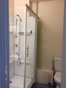 勒图凯-巴黎普拉日AUBERGE RIVA BELLA的带淋浴和卫生间的浴室