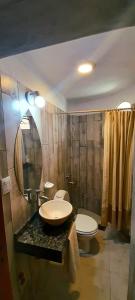 圣玛利亚HOTEL CAASAMA的一间带水槽、卫生间和淋浴的浴室