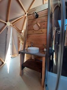 Bailly-le-FrancA l'aube des sens的帐篷内的浴室,配有水槽