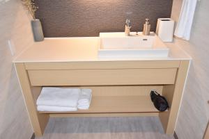 ShimmachidōriK-style gosyonishi的浴室配有盥洗盆和带毛巾的台面。
