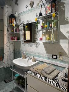 雷诺河畔卡萨莱基奥艾莉之家公寓的一间带水槽和镜子的浴室
