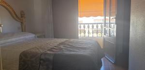 奥罗佩萨德尔马villaislandia的卧室设有靠窗的床