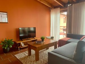 伊科德洛斯维诺斯Las Villas de Gardel的带沙发和电视的客厅