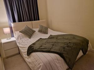 吉尔福德Lovely One Bed Apartment in Guildford的一间卧室配有一张大床和枕头