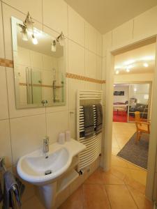 迪堡B&B Casa20 Dieburg的一间带水槽和镜子的浴室