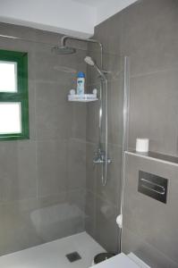 巴耶格兰雷伊瓜达乡村民宿的带淋浴的浴室和玻璃门