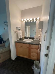 SusquehannaColonial Brick Inn & Suites的一间带水槽和镜子的浴室