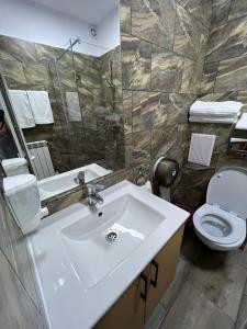 Tîrgu FrumosStef Rooms的一间带水槽和卫生间的浴室