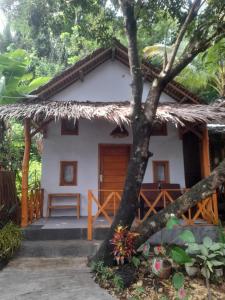 巴图卡拉anik homestay & dormy Batukaras的茅草屋顶的小房子