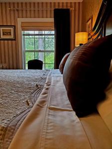 滨湖尼亚加拉Darlington House Bed and Breakfast的一间卧室配有一张沙发床和一扇窗户