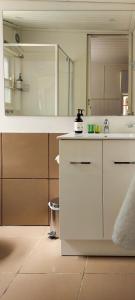 戴尔斯福特Cara的白色的厨房配有水槽和镜子