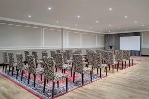 开普敦开普敦高级酒店的一间设有一排椅子和屏幕的房间