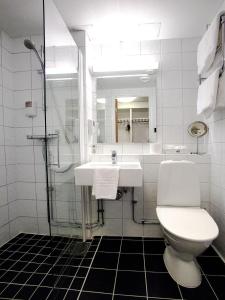 奈舍何格兰酒店的白色的浴室设有水槽和卫生间。