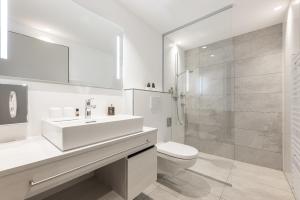 奥伯古格尔维尔沃公寓式酒店的一间带水槽、卫生间和淋浴的浴室