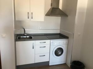圣费尔南多Moderno apartamento en Bahia Sur的小厨房配有洗衣机和水槽