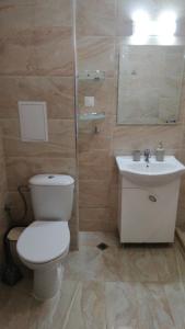 布尔加斯Apartments Sarafovo的一间带卫生间和水槽的浴室