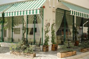 普里什蒂纳Garden Downtown Prishtina的商店前方设有桌椅和植物